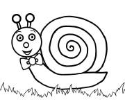 Coloriage Petit escargot mignon au noeud