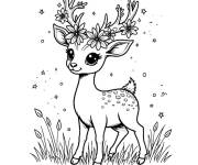 Coloriage Petit faon mignon parmi les &eacute;toiles