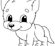 Coloriage Petit loup adorable pour enfants