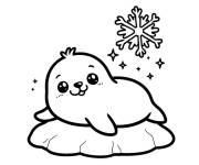Coloriage Petit phoque mignon en souriant