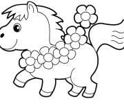 Coloriage Petit poney fleuri