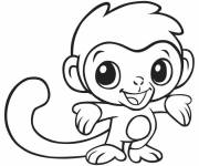 Coloriage Petit Singe sympathique ouvrant sa main
