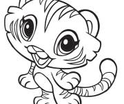 Coloriage Petit tigre aimable style bande anim&eacute;e