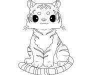 Coloriage Petit tigre mignon en pose