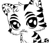 Coloriage Petit tigre ray&eacute;