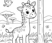 Coloriage Petite girafe adorable dans la jungle