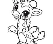 Coloriage Petite Girafe tachet&eacute;e mignonne