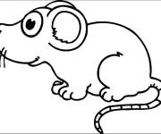 Coloriage Petite souris mignonne vue de gauche