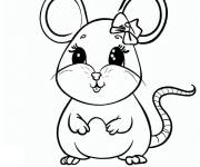 Coloriage Souris mignonne en noeud
