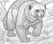 Coloriage Carcajou r&eacute;aliste