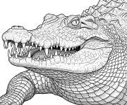 Coloriage Crocodile R&eacute;aliste d&eacute;taill&eacute;