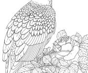 Coloriage Sc&egrave;ne de Aigle chauve et des fleurs r&eacute;aliste