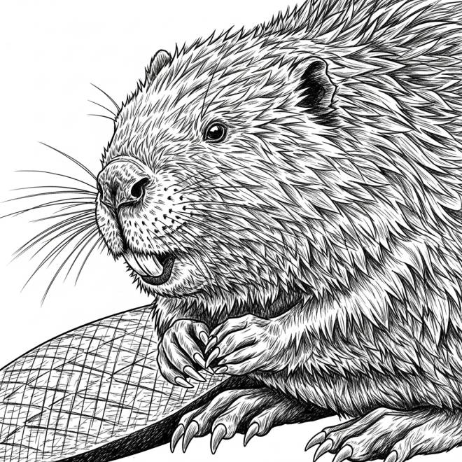 Coloriage et dessins gratuits Un castor aper&ccedil;u d&eacute;taill&eacute; à imprimer