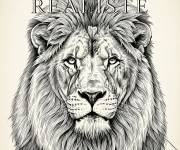 Coloriage Un lion en style r&eacute;aliste