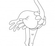 Coloriage Autruche contente