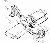 Coloriage Autruche en avion