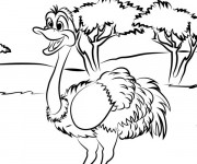 Coloriage Autruche en plein air
