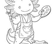 Coloriage Artiste Axolotl qui dessiner et colorier