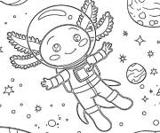 Coloriage Astronaute Axolotl dans l'univers