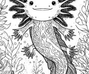 Coloriage Axolotl adulte corps entier