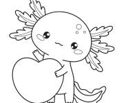 Coloriage Axolotl aimable avec un coeur