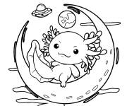 Coloriage Axolotl astronaute