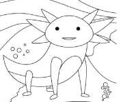 Coloriage Axolotl au fond marin facile