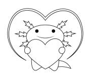 Coloriage Axolotl avec un coeur d'amour