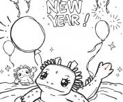 Coloriage Axolotl c&eacute;l&egrave;bre la fete