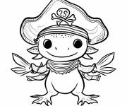 Coloriage Axolotl comme un pirate