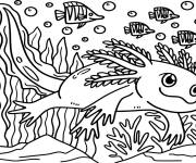 Coloriage Axolotl dans son monde pr&eacute;f&eacute;r&eacute;