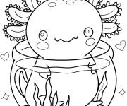 Coloriage Axolotl dans un bocal &agrave; poissons