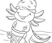 Coloriage Axolotl dans un cornet de glace