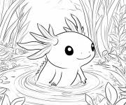 Coloriage Axolotl dans un &eacute;tang