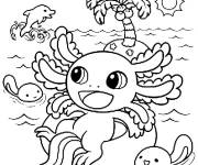 Coloriage Axolotl de dessin anim&eacute;