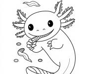Coloriage Axolotl en mangeant