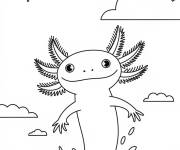 Coloriage Axolotl en sautant sur la surface de la mer