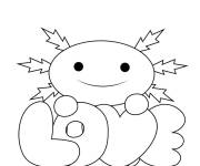 Coloriage Axolotl et le texte d'amour