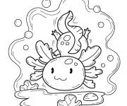 Coloriage Axolotl et les bulles d'air
