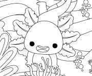 Coloriage Axolotl et les cr&eacute;atures marines