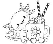 Coloriage Axolotl et un mog