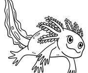 Coloriage Axolotl excit&eacute; en nageant