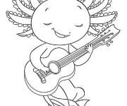 Coloriage Axolotl guitariste