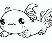 Coloriage Axolotl kawaii en ligne