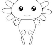 Coloriage et dessins gratuit Axolotl kawaii en posant à imprimer