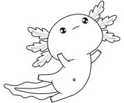 Coloriage Axolotl kawaii ouvrant ses mains