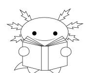 Coloriage Axolotl lisant un livre