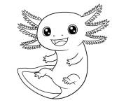 Coloriage Axolotl mignon style cartoon