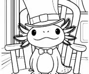 Coloriage Axolotl portant le chapeau