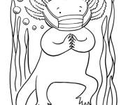Coloriage Axolotl portant une bavette